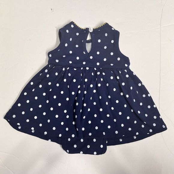 Little Me Navy With White Polka Dots Dress   Sz 3 M - Picture 2 of 5